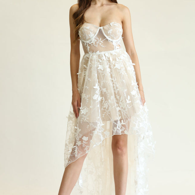 Narelle - 3d Floral Embroidered Lace Fabric Dress