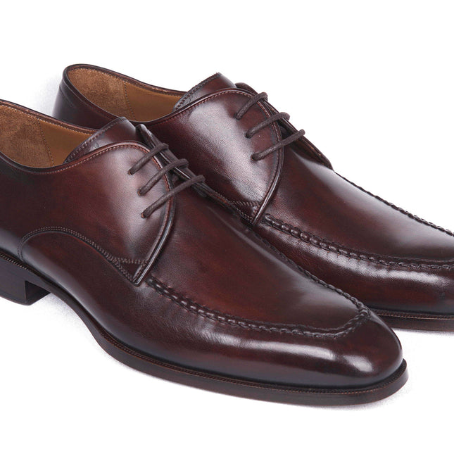 Paul Parkman Brown & Bordeaux Leather Apron Derby Shoes (ID#33BRD92)