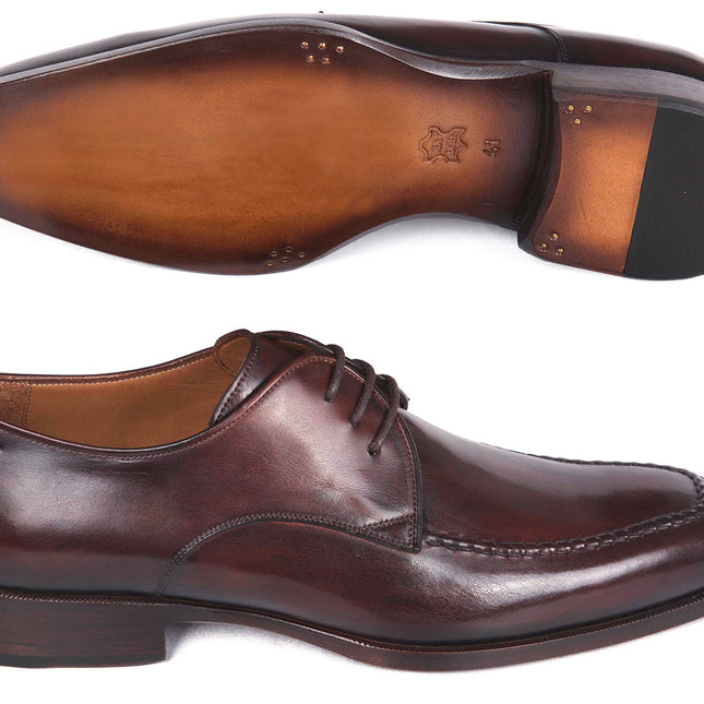 Paul Parkman Brown & Bordeaux Leather Apron Derby Shoes (ID#33BRD92)
