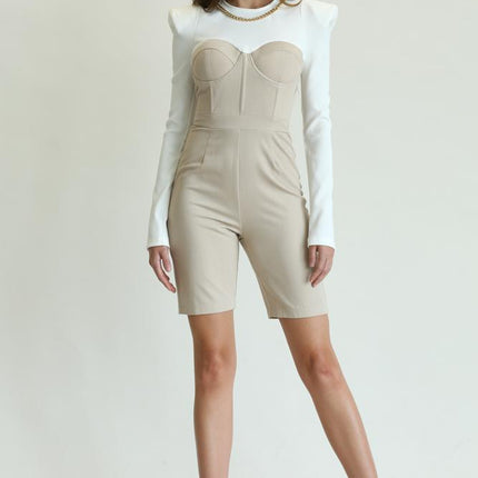 Ena - Ribbed Knit Top Bodice And Stretch Linen Effect Bottom Bodice