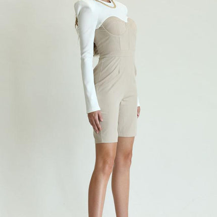 Ena - Ribbed Knit Top Bodice And Stretch Linen Effect Bottom Bodice