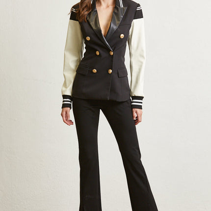 Long Sleeve Lapel Blazer for Women