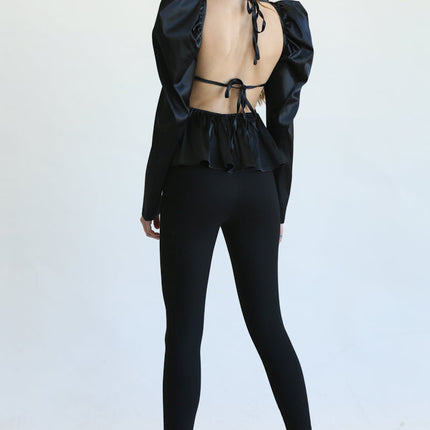 Eva Square Neckline Top with Peplum Waist