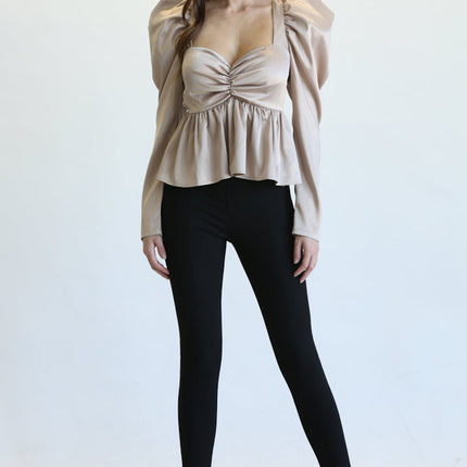 Eva Square Neckline Top with Peplum Waist