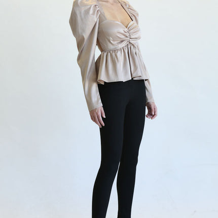 Eva Square Neckline Top with Peplum Waist