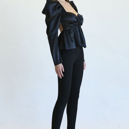 Eva Square Neckline Top with Peplum Waist