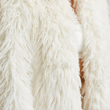 Women Shaggy Faux Fur Jacket | Open Front Long Sleeve Winter Coat with