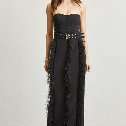 Buckled Feather Corset Dress