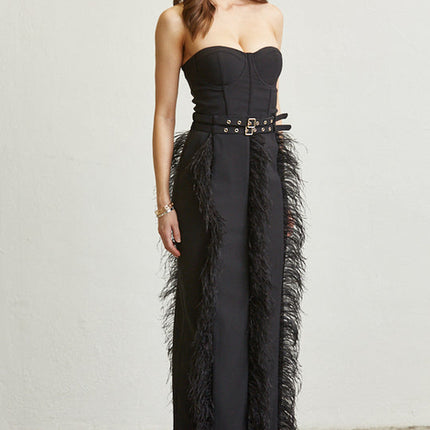 Buckled Feather Corset Dress