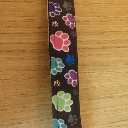 Collar/ Large/ Medium/ Colorful Paw Prints on Black