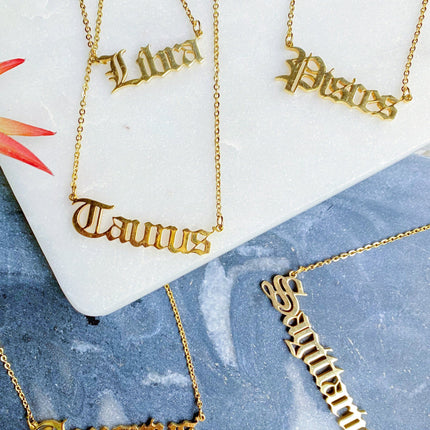 Old English Zodiac Necklace
