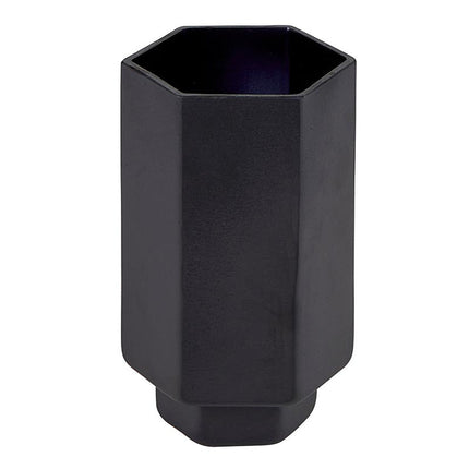 Matte Black Glass Hurricane Vase | Small Hexagonal Flower Vase | 3.5"