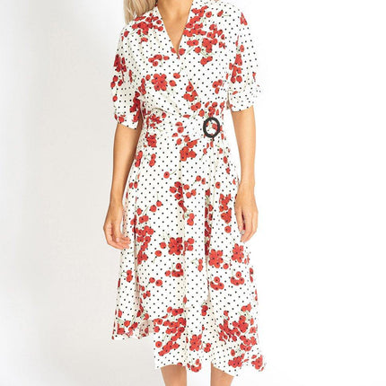 Cherry and  Polka Dot Wrap Style Dress