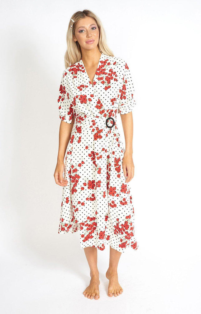 Cherry and  Polka Dot Wrap Style Dress