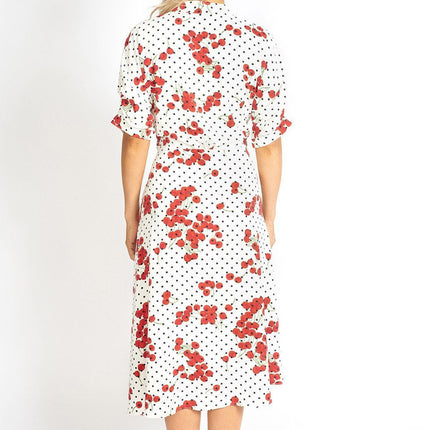 Cherry and  Polka Dot Wrap Style Dress