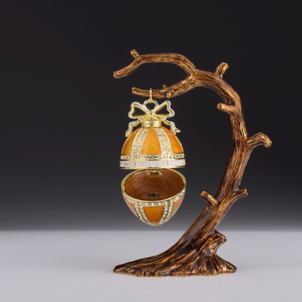 Orange Russian Egg Hanging of a Tree Branch