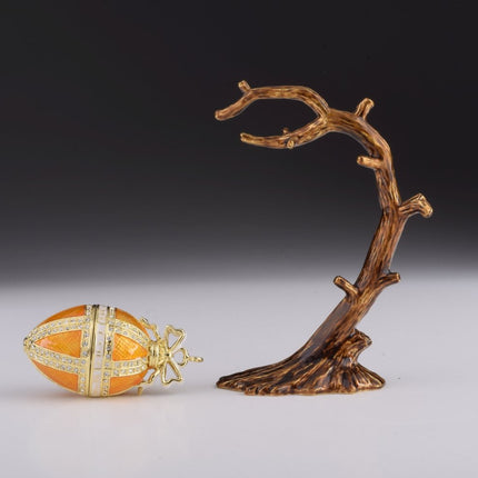 Orange Russian Egg Hanging of a Tree Branch