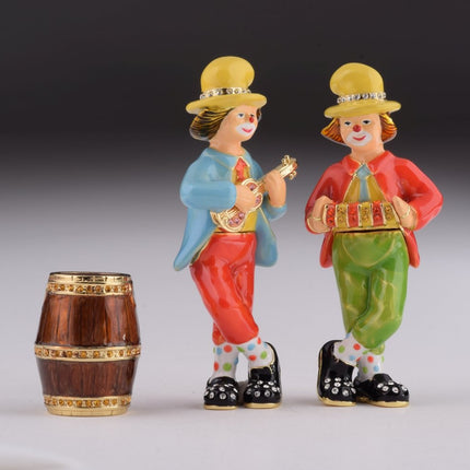 Two Circus Clowns Playing Music
