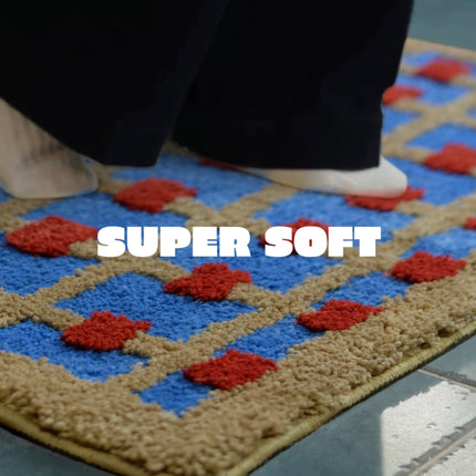 Ultra Soft Whimsical Dopamine Checker Bath Rug, Absorbent Mat
