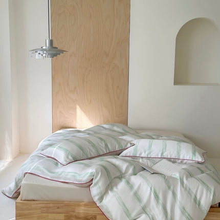 Elegant Coastal Pastel Stripe Silky Smooth Tencel Lyocell Duvet Cover