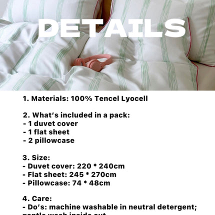 Elegant Coastal Pastel Stripe Silky Smooth Tencel Lyocell Duvet Cover