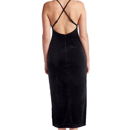 Elle Dress - Velvet slip dress with scooped back and thigh high slit