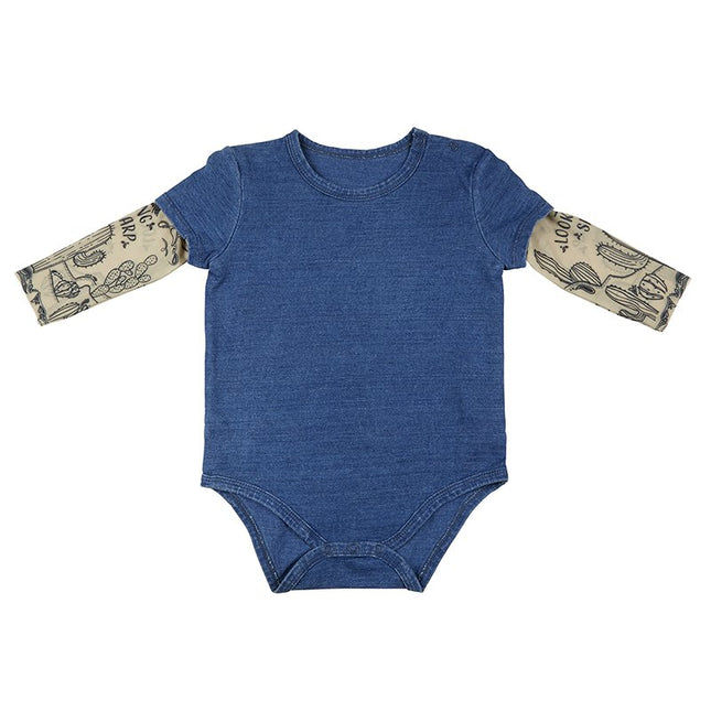 Cactus Tattoo Snapshirt Baby Bodysuit in Blue | Unisex Infant Size