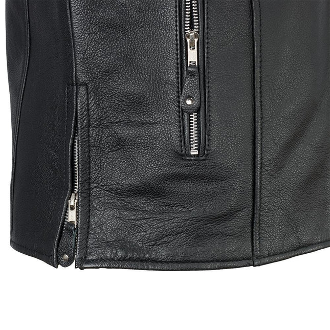 Ace - Clean Cafe Style Men's Leather Jacket