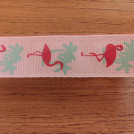 Leash/ Large/  White and Pink Flamingos