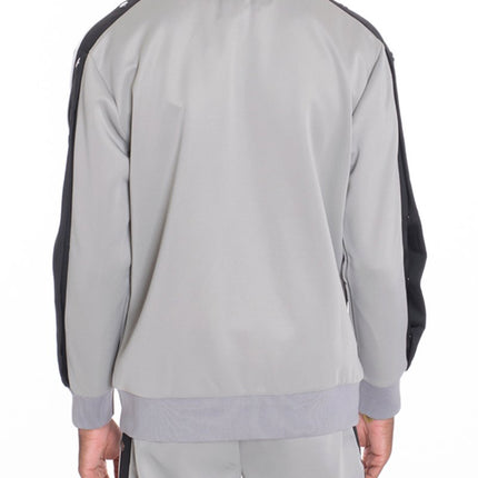 SNAP BUTTON TRACK JACKET- GREY