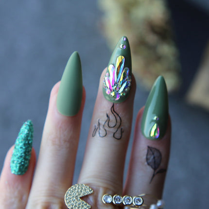 Salon Stiletto Crystal Glitter press on nails