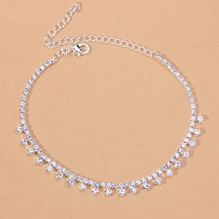Rhinestone Water Drop Anklet Foot Jewelry for Women Silver/Gold