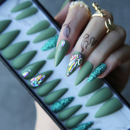 Salon Stiletto Crystal Glitter press on nails