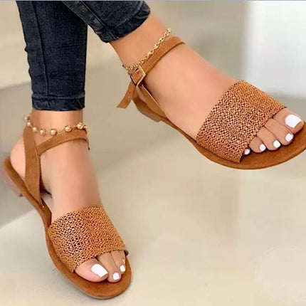 MZ-210623-01 Summer New Products Flat 35-43 Large Size Buckle Casual