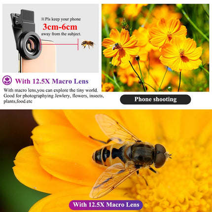Professional Phone Camera Lens 12.5x Macro Camera Photo HD 0.45x Super