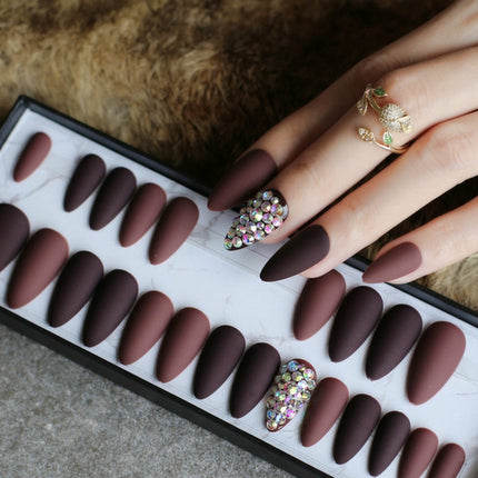 Dark coffee full stiletto Press ons