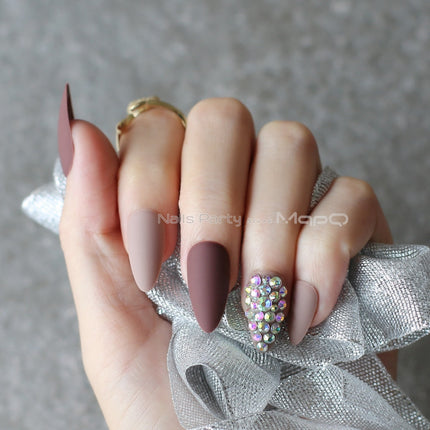 Dark coffee full stiletto Press ons