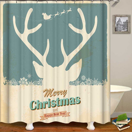 Reindeer Christmas Vintage Tin Plate Shower Curtain