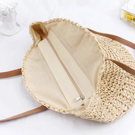 Round Straw Beach Bag