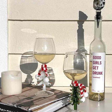 Handblown Christmas Tree Wine Glasses Set of 2 Pcs