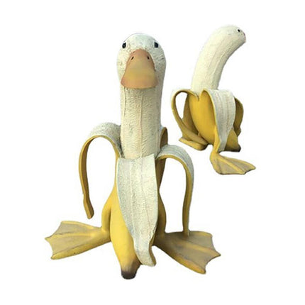 Art Banana Duck Statue Figurines Garden Yard Desktop Decor