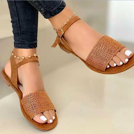MZ-210623-01 Summer New Products Flat 35-43 Large Size Buckle Casual
