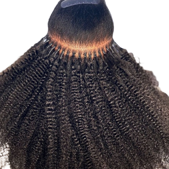 Mongalian Afro Kinky Curly i Tip Microlinks Braiding Human Hair Extens