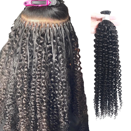Kinky Curly Human Hair i Tip Microlinks Bulk Braiding Human Hair Bundl