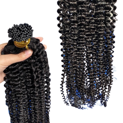 Kinky Curly Human Hair i Tip Microlinks Bulk Braiding Human Hair Bundl
