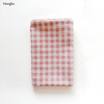 Hongbo 1 Pcs Plaid Cotton Placemat Japanese Fashion Style Fabric Table