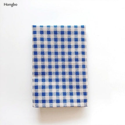 Hongbo 1 Pcs Plaid Cotton Placemat Japanese Fashion Style Fabric Table