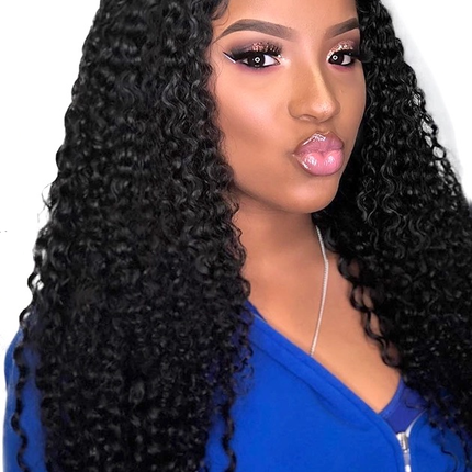 180% Density Full 4x4 Transparent Lace Front Kinky Curly Human Hair Wi