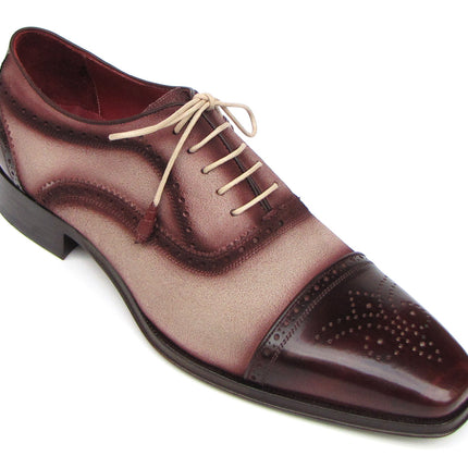 Paul Parkman Captoe Oxfords Bordeaux, Beige (ID#024-BRR)