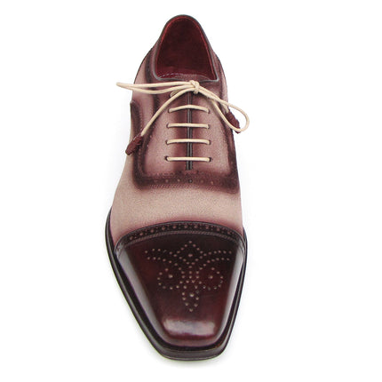 Paul Parkman Captoe Oxfords Bordeaux, Beige (ID#024-BRR)